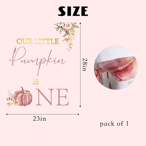 Pink Our Little Pumpkin Is One Fall Birthday Wall Decal - Baby First Celebration