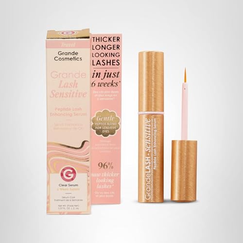 Grande Cosmetics GrandeLASH-Sensitive Peptide Infused Lash Serum for Fuller, Longer-Looking Natural Eyelashes, Enhancing Treatment with Nourishing Botanicals, Cruelty-Free – 6 Week Supply (4mL)