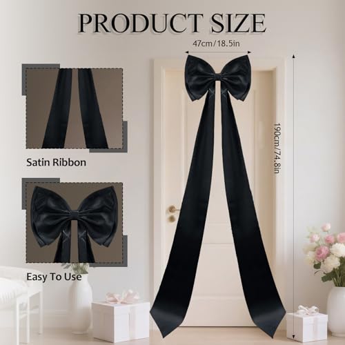 Giant Black Satin Bow Decoration - 75x18 Inch Holiday Wall & Tree Decor - Variation of THIS listing