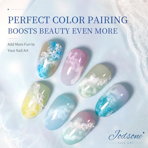 JODSONE Ocean Wave Blooming Gel Nail Polish B1501 - White Wave Effect, 16.5ml