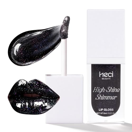 Hydrating Glitter Lip Gloss - Black, Long Lasting Shine & Plumping Effect