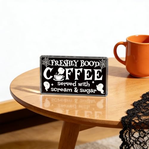 Halloween Office Desk Sign Acrylic Decor Spooky Ghost Party Accessory
