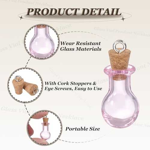Mini Glass Bottles Jars with Cork Stoppers - Pink, 30 Pcs, DIY Crafts & Decor