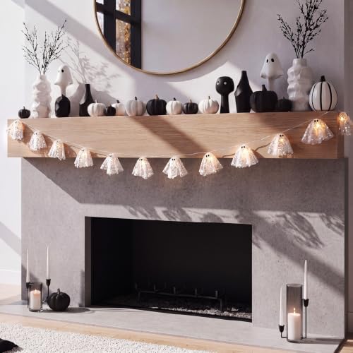 Halloween Glitter Ghost Garland Light Up Spooky Decoration - 5.9ft