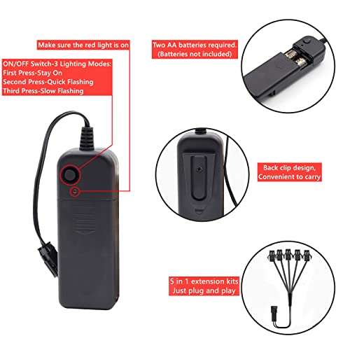 Blue 2M Neon EL Wire with Battery Controller - 3 Modes for Party & Decoration
