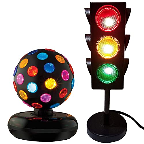 Mini Traffic Light Lamp with Blinking LED Lights for Parties and Decorations - 11 Inches Tall