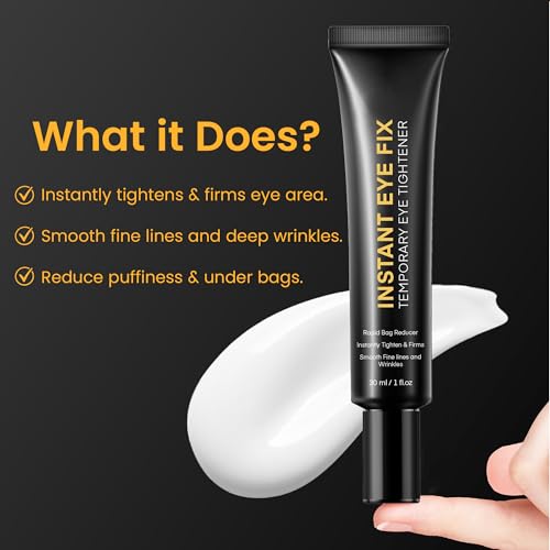 Foffreo Temporary Instant Under Eye Tightener: Reduces Under-Eye Bags, Dark Circles, Puffiness, Wrinkles Advanced Firming Polysaccharide Formula 30 ml