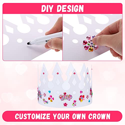 Kids White Paper Crowns for DIY Party Hats - 200 Pack