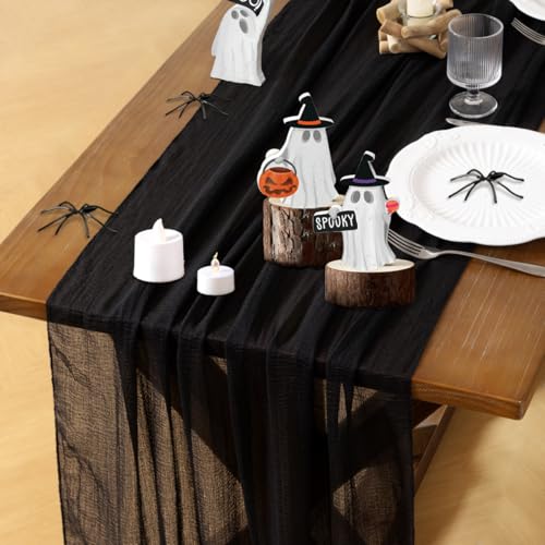 Socomi Black Cheesecloth Table Runner for Wedding & Party Decor - 1 Pack