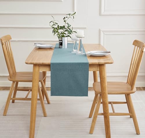 Modern Dark Green Cotton Table Runner 13x72 Inches Farmhouse Style - Winotic