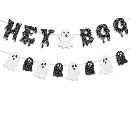 Halloween Banner Decorations Hey Boo Ghost Party Pre-Stringed Festive Wall Hangings