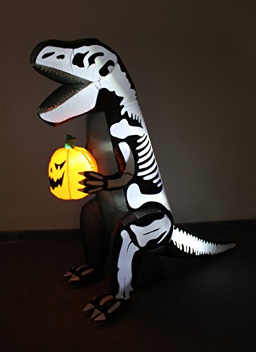 6 Ft Tall Inflatable Skeleton Dinosaur T-Rex Halloween Decoration with Pumpkin Lights