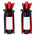 Halloween Vampire Cape Wine Bottle Covers - Reversible Knit Fabric Decorations, Set of 2