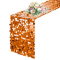 12x108 Inch Orange Sequin Table Runner - Premium Big Payette Glitter Banquet Decor