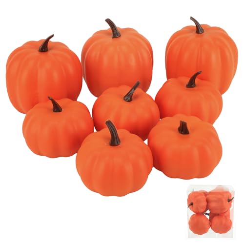 Artificial Pumpkin Decor Set - 8 Pcs Fall Halloween Thanksgiving Centerpieces