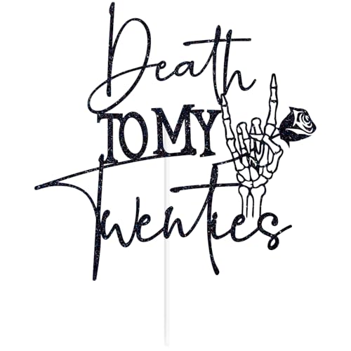 Black Glitter Death to My Twenties Cake Topper - Gothic Birthday Decor - Black-Twenties