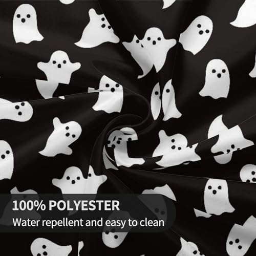 Halloween Round Tablecloth 60 Inch Black & White Ghost Design - Reusable Table Cover for Home & Parties - Cute Ghost Variation