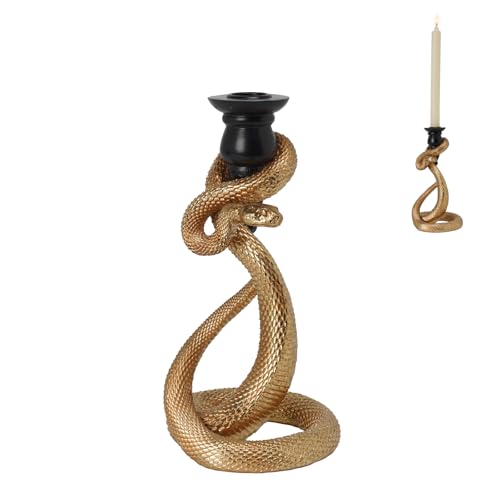 Guichifun Gold Snake Candle Holder Halloween Decor - Black Candle Cup