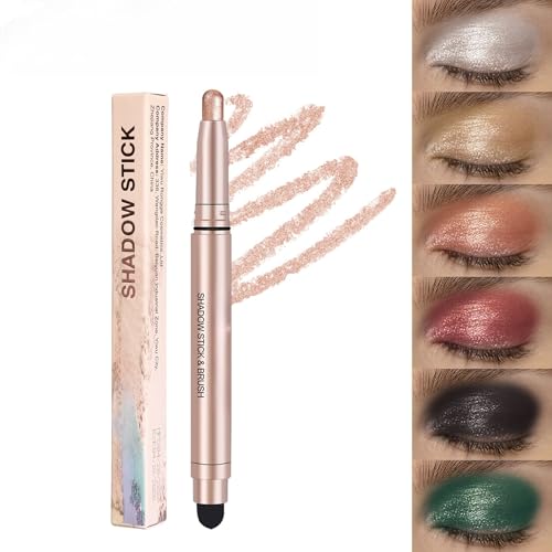 A10 Black Long-Lasting Cream Eyeshadow Stick with Shimmer & Built-in Smudger - Easy Application