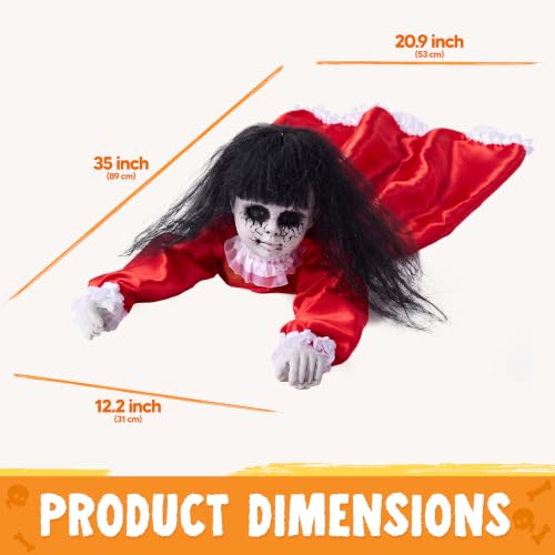 Creepy Halloween Crawling Doll Animatronic - Outdoor Groundbreaker Prop with Lights & Sounds