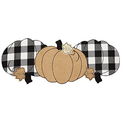 Burlap and Check Pumpkin Table Runner - Fall Centerpiece, 13 x 36, Black & White - Variation of THIS listing