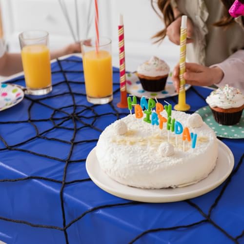 Hahafelt Spider Web Party Tablecloth & Decorations Set - Blue & Black Halloween