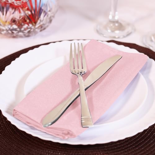Pink Cloth Napkins Set of 12 - 20x20 Inches, 100% Polyester, Elegant Dinner Table Linens