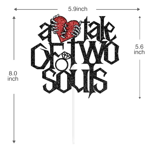 Gothic Wedding Cake Topper - Skull Heart Design for Halloween & Alternative Celebrations