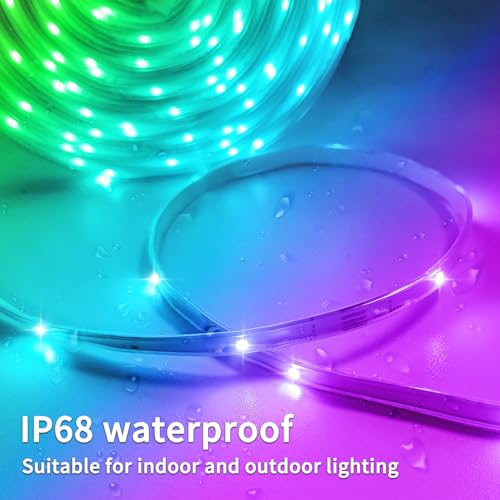 Outdoor Waterproof LED Strip Lights 400ft with App & Remote Control, Music Sync IP68 for Patio, Garden, Halloween