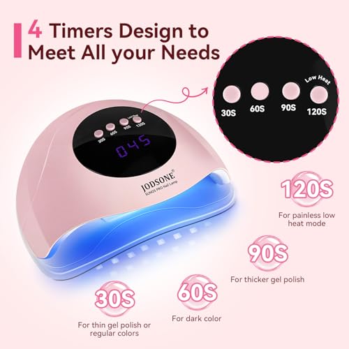 JODSONE UV LED Nail Lamp with 4 Timer Settings Auto Sensor Pink M50009
