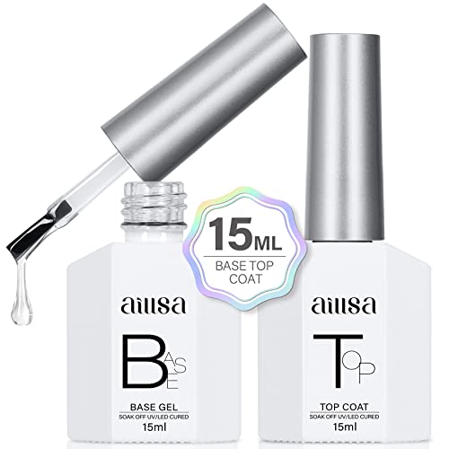 AILLSA Base and Top Coat Gel Nail Polish Set - BG-Base & Top Coat, 15ml Each