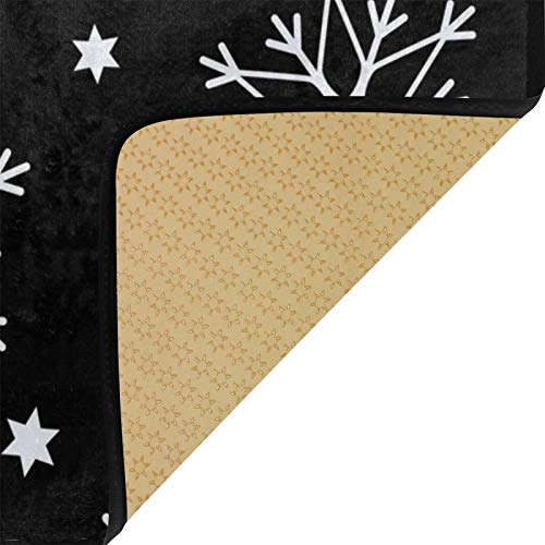 Indoor Doormat Non Slip Floor Rug - Washable Christmas Snowflake 39x20 Inch - Black