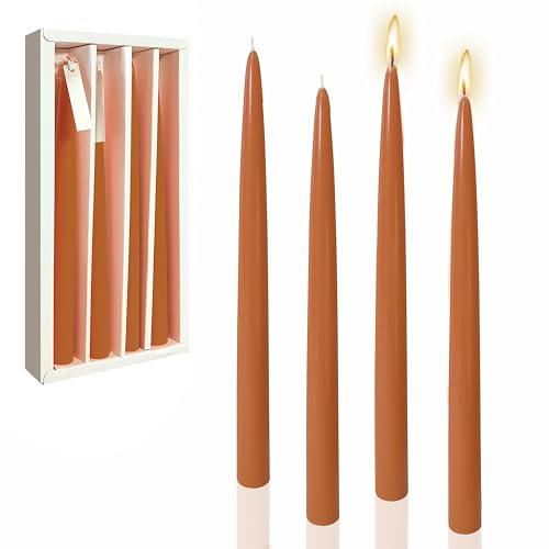 Pumpkin Scented Taper Candles - Orange 10 Inch Long Candlesticks, 4PCS - Fall Decor