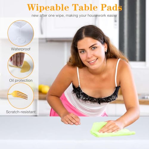 Rectangular Table Pad Protector 90x54 Inches Waterproof Heat-Resistant Vinyl with Flannel Backing
