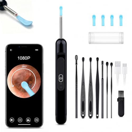 Ear Wax Removal Camera with 1080P HD, Waterproof IP67, WiFi App - Black