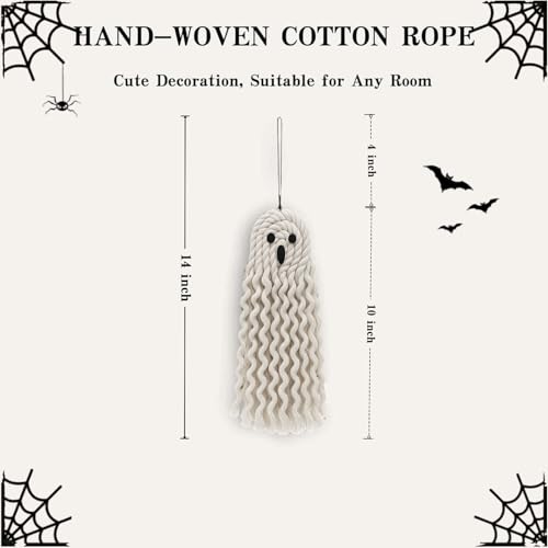 10 Inch Handmade Cute Ghost Halloween Decor - Indoor & Outdoor Hanging Ornament - 1 PC