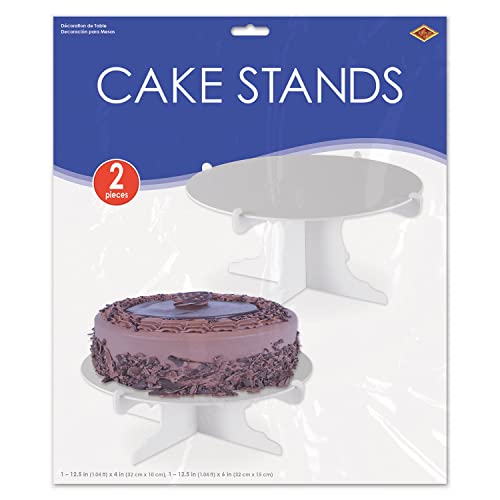 2-Pack White Cake Stands with Tiered Pedestals for Weddings & Parties - 12.5 Inch