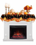 Mantel Scarf 70x17 Inch Fall Pumpkin Thanksgiving Autumn Leaves Fireplace Cover - Orange Red Black Variation