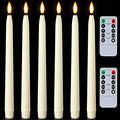 Ivory 11-Inch Flameless Waxy Taper Candles with Remote Timer & Flickering Flame Set