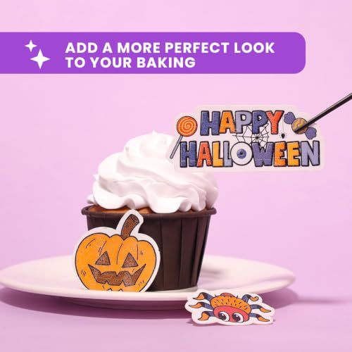 Edible Halloween Cake Decorations 66 Pcs Wafer Paper Cupcake Toppers
