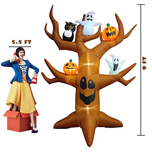9ft Halloween Inflatable Ghost Tree with RGB LED Outdoor Yard Decoration