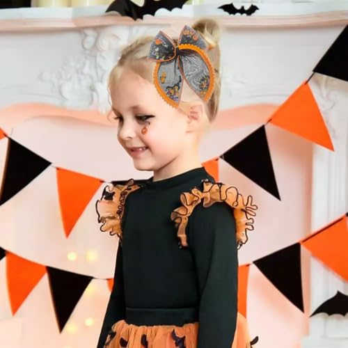 Halloween Mesh Hair Bow Alligator Clip - Big Spooky Costume Accessory (Variation F)