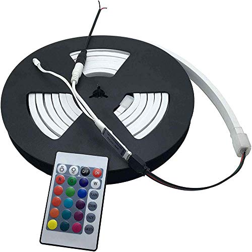 RGB Neon LED Light Strip 16.4ft Waterproof Silicone Flexible RGB Strip with Remote