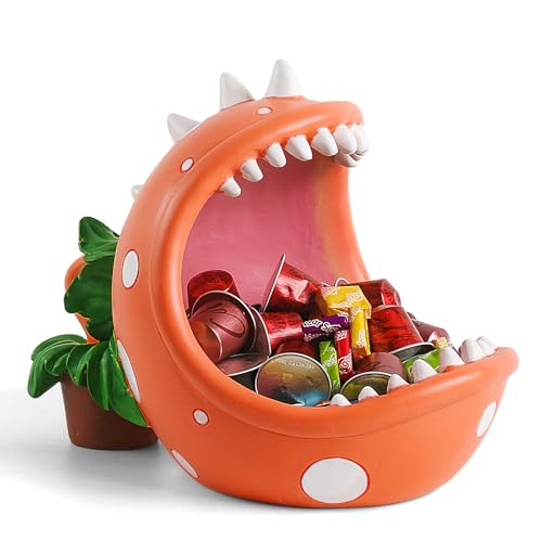 Large Candy Bowl - Piranha Plant Design, Orange, Medium - Decorative Dish & Key Holder