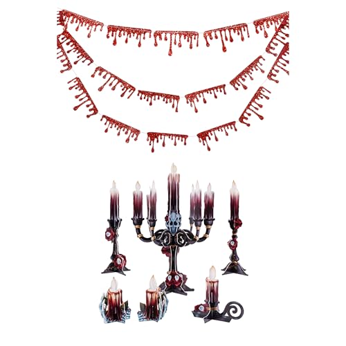 Halloween Blood & Rose Garland Decorations Bundle for Party Decor