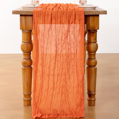 Orange Cheesecloth Table Runners 6 Pack Summer Boho Decor - DeZerlor Variation