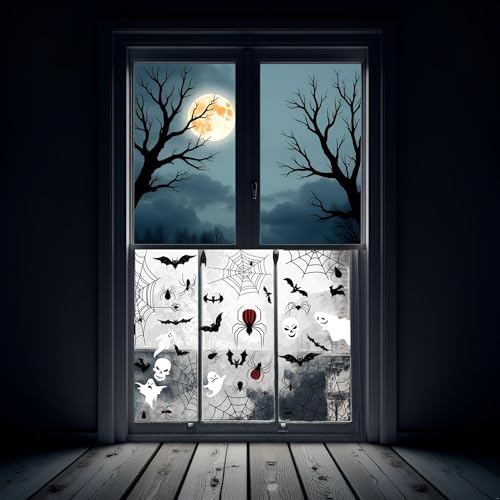 Halloween Window Clings Set for Indoor & Outdoor Decoration - Spooky Spider Design