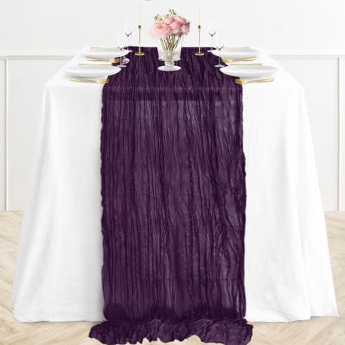 Gauze Table Runner Purple 35x120 Inch Halloween Rustic Cheesecloth Decor