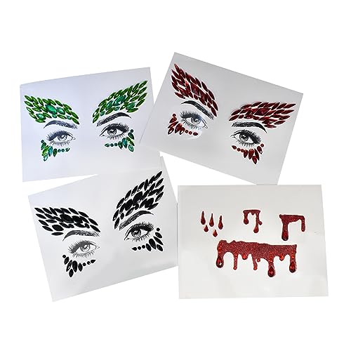 Vampire Face Jewels - Halloween Costume Face Gems & Rhinestone Stickers