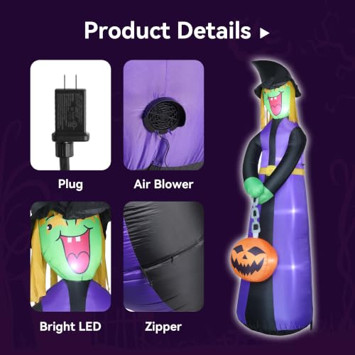 15FT Halloween Inflatable Witch with Pumpkin Lantern - Outdoor Yard Decor - Variation of This Listing
